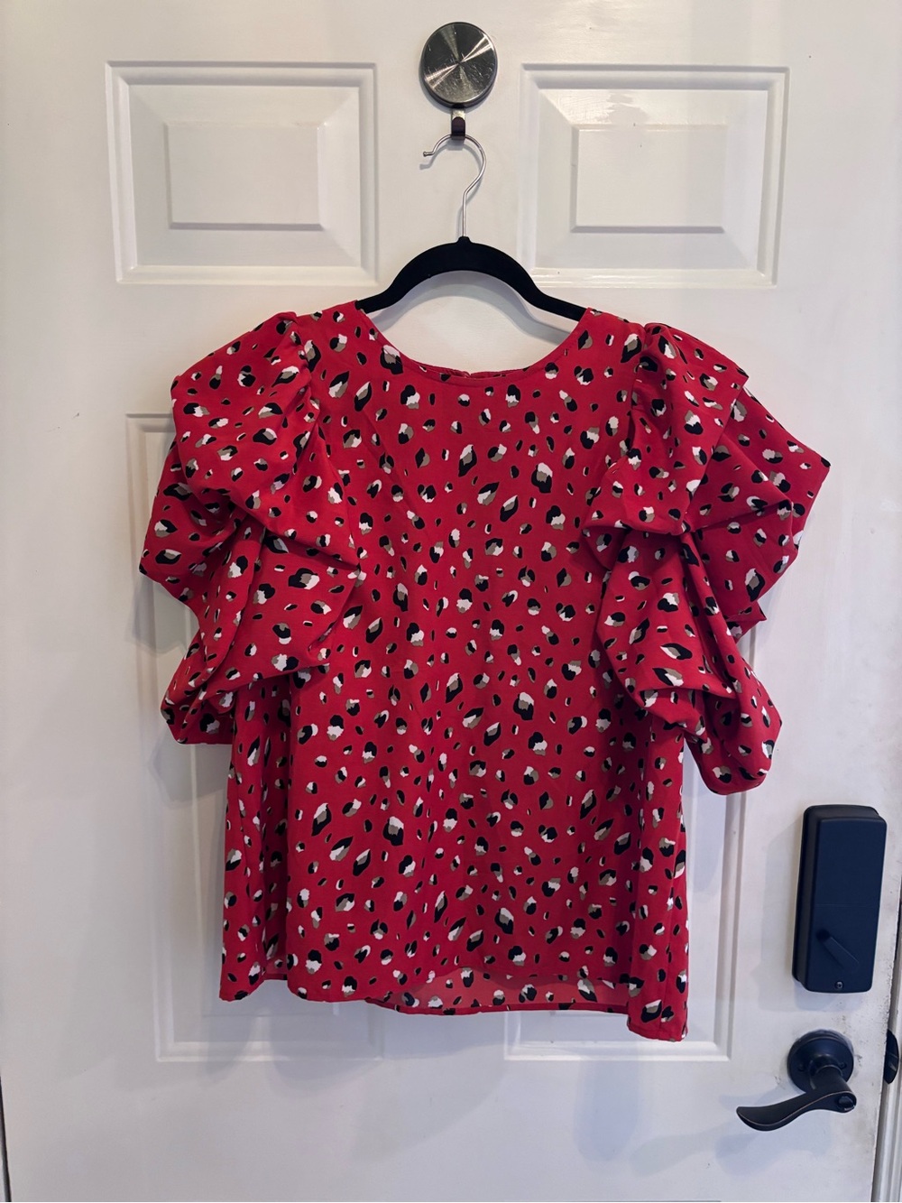 THML Rust Animal Print Ruffle-Sleeve Blouse - Picture 2 of 5